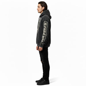 Sudadera con Capucha Personalizada con Gráfico de Calavera, de Alta Calidad, 100% Algodón, Tejido de Felpa, Lavado Ácido, Estilo Urbano, Unisex - Product Image 5