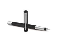 Stylo plume Parker Vector modèle standard P50, ensemble de 3 pièces, acier, 1 cartouche d'encre, corps bleu-noir, garniture, rechargeable, pointe fine