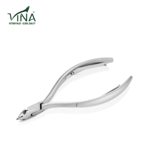 Pince à cuticules en acier inoxydable VNC-03 finition grise Poignée ergonomique droite à double ressort - Product Image 3