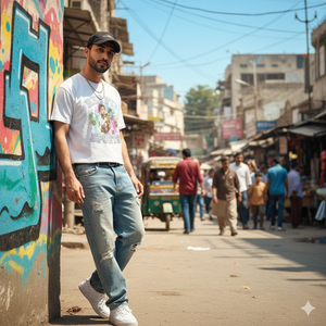 Camiseta Personalizada con Estampado DTG para Hombre, 100% Algodón, Lavada con Ácido, Negra, Talla Grande, Manga Corta, Cuello Redondo, Camisetas para Hombre - Product Image 6