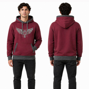 Sweat-shirt à capuche pour homme avec logo personnalisé, couleur contrastée, en molleton de coton, style streetwear décontracté - Product Image 1