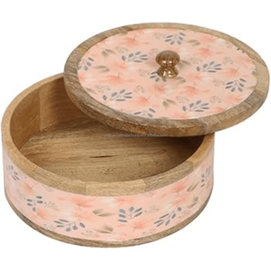 Boîte Chapati artisanale de qualité supérieure Récipient de stockage en bois de manguier avec couvercle en métal au design classique Garde-pain écologique pour Roti - Product Image 4