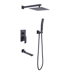 Set Doccia Lusso Quadrato da 10 Pollici con Miscelatore a Pioggia, Sistema Doccia Completo da 10 Pollici per Bagno - Product Image 1
