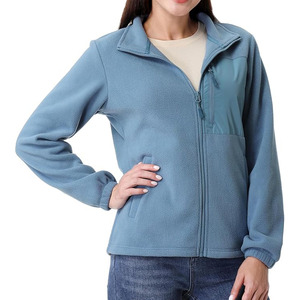 Veste en polaire unie pour femme avec fermeture éclair intégrale, tissu doux et chaud, col roulé, confortable pour l'hiver, durable pour une utilisation en extérieur - Product Image 3
