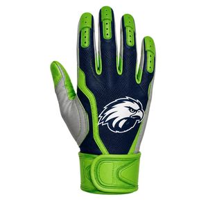 Lime Green & Navy Blue American Football Performance <b>Gloves</b> <b>with</b> Enhanced Sticky Palm for Adult Football Players - Product Image 2
