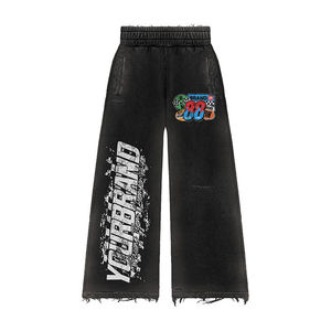Ensemble de survêtement unisexe en tissu épais délavé à l'acide, avec sweat à capuche zippé et pantalon large, style streetwear - Product Image 2