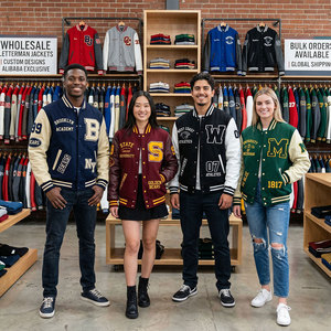 Chaqueta Varsity Unisex de Hip Hop, Chaqueta de Béisbol de Lona y Lana con Detalles de Logotipo Bordado y Reflectante en la Parte Delantera - Product Image 2