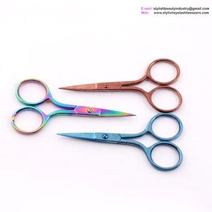 Tijeras profesionales de precisión para pestañas y cejas, herramientas de belleza con punta puntiaguda, acero inoxidable colorido para mujeres y hombres - Product Image 3