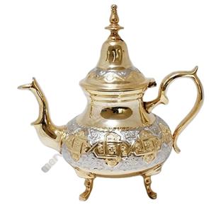 Théière en laiton artisanale à finition antique avec un design en relief détaillé, théière décorative traditionnelle pour l'intérieur et les cadeaux - Product Image 3