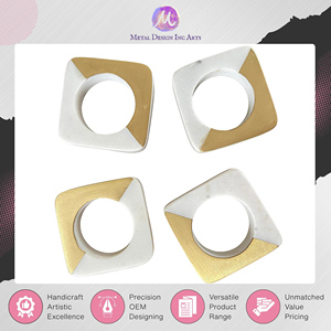Manufactured in India <b>Square</b> Shape Marble & Blass Made Napkin Rings <b>Set</b> of 4 from Top Listed India Origin Exporter on Sale - Product Image 3