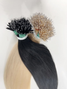 Nano Ring Bone Straight Hair <b>Extensions</b> Black and 613 Blonde Human Hair Silky Straight Nano <b>Beads</b> 100% Vietnamese Human Hair - Product Image 3