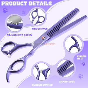 Ensemble de ciseaux de toilettage pour chiens professionnels en acier inoxydable allemand de 7 pouces pour petits animaux, ciseaux droits, ciseaux courbes, ciseaux d'éclaircissement de précision - Product Image 4