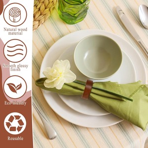 Anneaux de serviette en bois faits à la main, boucles porte-serviettes de table, anneaux de serviette semi-circulaires style ferme pour les réunions de Noël et l'usage quotidien - Product Image 4