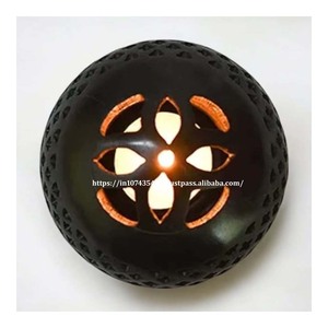 Soporte de vela de piedra negra Jali tallado a mano para regalos de Diwali y uso doméstico listo para enviar - Product Image 3