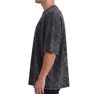 Camisetas de Hombre de Algodón Grueso, Lavado Ácido, Corte Holgado, Hombros Caídos, Estilo Urbano, Tallas Grandes, Calidad Premium y Transpirables - Product Image 5