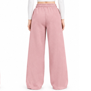 <b>Womens</b> <b>Fleece</b> Flare <b>Trousers</b> Custom Embroidery Wide Leg Sweatpants Winter Casual Wholesale Manufacturer OEM ODM Apparel Supplier - Product Image 3