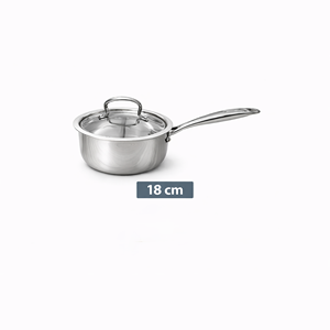 Premium Modern Tri-Ply Stainless Steel Sauce <b>Pan</b> with Lid Durable Portable Long Handle 1.5L Capacity for Sauces Milk & Soups - Product Image 3