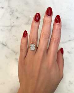 Bagues de fiançailles en diamant en or massif 14K 18K, serties de griffes avec halo, solitaire taille radiant, diamant de laboratoire, pour anniversaire, bijoux fins modernes - Product Image 2