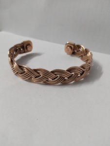 Copper Cuff <b>Bracelet</b> With Cross Embossed Design Fashionable <b>Metal</b> Jewelry For Men Women - Product Image 4