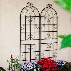 Set di 2 Tralicci da Giardino in Metallo Antiruggine 180 cm x 50 cm Neri, Supporto per Piante Rampicanti da Esterno - Product Image 2