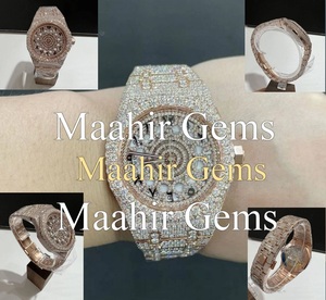 Montre squelette de haute qualité en moissanite et acier inoxydable avec cadran en verre, résistance à l'eau 10 bars, mouvement mécanique - Product Image 1