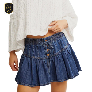 Jupe en jean pour femme tendance, haute qualité, personnalisée, vintage, formelle, hiver, écologique, respirante, taille boutonnée - Product Image 4