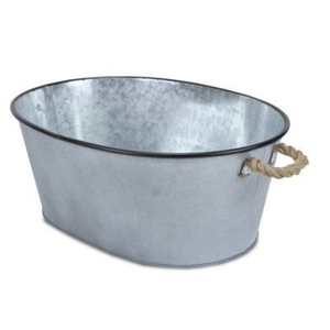 Set Of Two Galvanized Metal Beverage Cooler Wine Tub With Rope Handles For Home & Events Barware Wine Cooler <b>Chiller</b> Bucket - Product Image 4