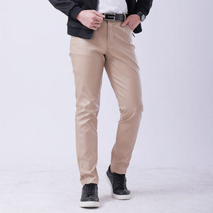 Pantalones de Cuero Genuino de Alta Calidad para Hombre, Corte Slim Fit, Diseño Transpirable con Tela de Lona - Product Image 1