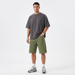 Shorts en jean vintage pour hommes, coupe bootcut, taille mi-haute, boutonnés, séchage rapide, style streetwear décontracté, vente en gros pour l'été - Product Image 4
