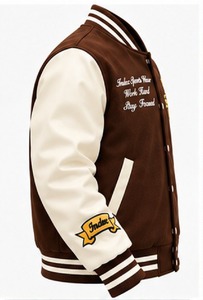 Chaqueta Varsity para Hombre Indao, Estilo Preppy, Logotipo Bordado, Cuello Camisero, Corte Regular, para Otoño - Product Image 5