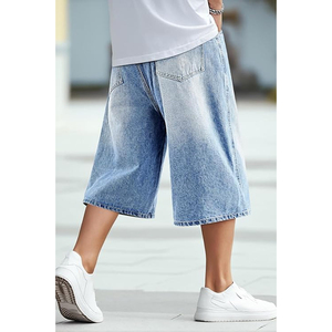 Pantalones Cortos Vaqueros OEM de Mezclilla con Lavado Ácido, Unisex, Estilo Urbano, Casual, de Verano, Tejido, Cintura Media, Ajuste Holgado, Vintage, de Poliéster/Algodón, Venta al por Mayor - Product Image 3