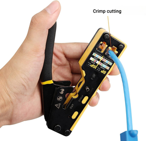 8 em 1 Straight Through Crimp <span class=keywords><strong>Tool</strong></span> <span class=keywords><strong>Kit</strong></span> 8P 6P Tester Fio Lâmina De Corte Cat6 Conector Protetor RJ45 Crimp <span class=keywords><strong>Tool</strong></span> - Product Image 5