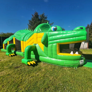 <span class=keywords><strong>Crocodile</strong></span> <span class=keywords><strong>gonflable</strong></span> avec le château plein d'entrain de parcours d'obstacles de glissière d'eau de bouche fonctionnante - Product Image 2