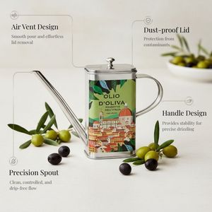 [Holar] Olla para Aceite de Oliva de Acero Inoxidable de Alta Calidad, Estilo Europeo, Forma Rectangular, Hecha en Taiwán, para Cocina - Product Image 2
