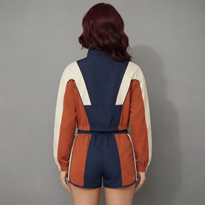 Ensemble streetwear pour femme, coupe-vent en nylon personnalisé, deux pièces, style hip hop, short et veste. - Product Image 2
