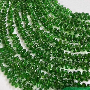 Perles en forme de goutte d'eau certifiées CMA vertes naturelles 3x5-5x6mm, brin de 8 pouces, pierres précieuses facettées pour la fabrication de bijoux, bracelet Jaipurgemshouse - Product Image 1