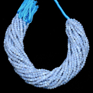 Cuentas de ágata de encaje de 4 mm, facetadas en forma de briolette, ágata azul natural, piedra semipreciosa, cuentas sueltas en forma de caja 3D para la elaboración de joyería. - Product Image 2