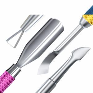 Ensemble de 2 outils en acier inoxydable rose-jaune dégradé, double extrémité, double usage, pousse-cuticules et grattoir, pour le retrait du vernis gel et des ongles - Product Image 4