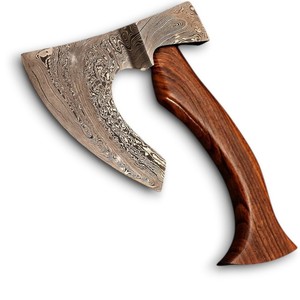 Hacha de Acero de Damasco Forjada a Mano con Mango de Madera de Palisandro para Partir Leña, Acampar al Aire Libre, Caza, Supervivencia, Herramienta OEM Personalizada - Product Image 1