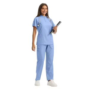 Tenues médicales respirantes et économiques en tricot à manches courtes pour femmes, avec col montant, idéales pour les salles d'opération et les salons de beauté - Product Image 6