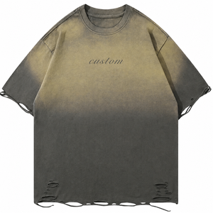 Wholesale mens color <b>block</b> t shirt solid color mens t shirt for US streetwear retailers custom branding - Product Image 5