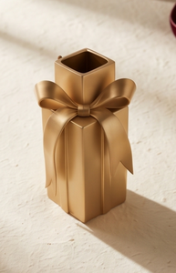 Caja de Regalo de Aluminio Dorado de Lujo, Recipiente Decorativo con Forma de Caja, Centro de Mesa Festivo Navideño, Figura Decorativa para Mesa, Adorno Decorativo para el Hogar - Product Image 4