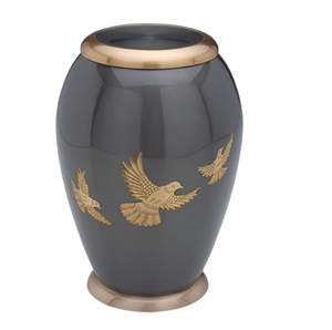 Urna Funeraria de Alta Calidad, Nueva, Modelo BA-8544 de B INTERNATIONAL, Duradera, para Cenizas Humanas, Color Negro y Dorado con Diseño Floral, Metálica, 220 Pulgadas Cúbicas - Product Image 3