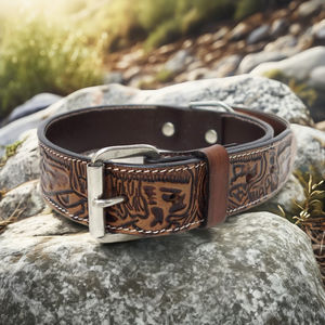 Collier de chien en cuir véritable au design occidental Accessoires pour animaux de compagnie faits à la main avec décoration à rivets Prix d'usine Vente en gros - Product Image 2