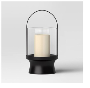 Lanterne à bougie décorative de luxe moderne pour l'extérieur, en métal, avec finition noir mat, pour mariage - Product Image 1