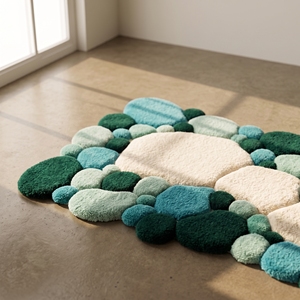 Handmade Tufted <b>Pebble</b> Area <b>Rug</b> Soft 3D Round Carpet Modern Abstract Floor Mat for Living Room Bedroom - Product Image 4