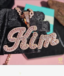 Iced Out <b>Name</b> Pendant With Cuban Link <b>Chain</b> Moissanite Diamond Hip Hop Necklace Custom Luxury Jewelry - Product Image 6