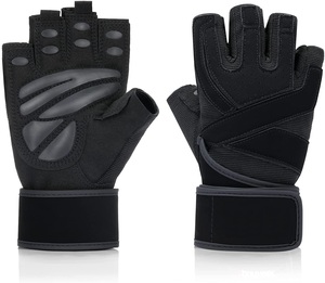 Crossfit Weightlifting Gym Workout Fitness Training Exercise Sports <b>Gloves</b> Anti PU Leather Half Finger Lace-Up Closure Unisex - Product Image 4