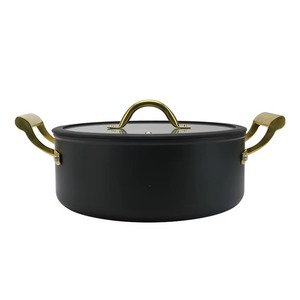 Forged Aluminum Casserole Dish with black <b>ceramic</b> non stick coating & warm Toned Metallic Handles - Product Image 6