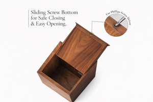 Urna de Madera Estilo Americano Hecha a Mano para Cenizas de Cremación - Árbol de la Vida y Alas de Ángel Grabadas, Ecológica y Personalizada - Product Image 3